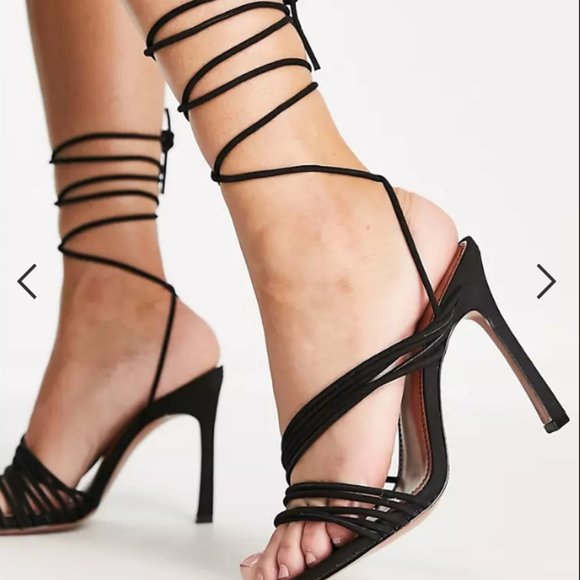 NEW ASOS Strappy Black Heels, Wide Fit, Size 10 - Picture 1 of 4